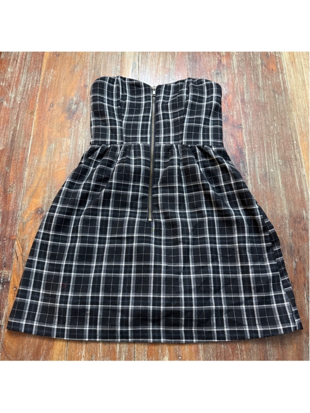 Charlotte Russe Plaid Zip Up Strapless Sweetheart Mini Dress XS